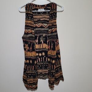 Bohemian Sleeveless Top - Black‎ and Tan